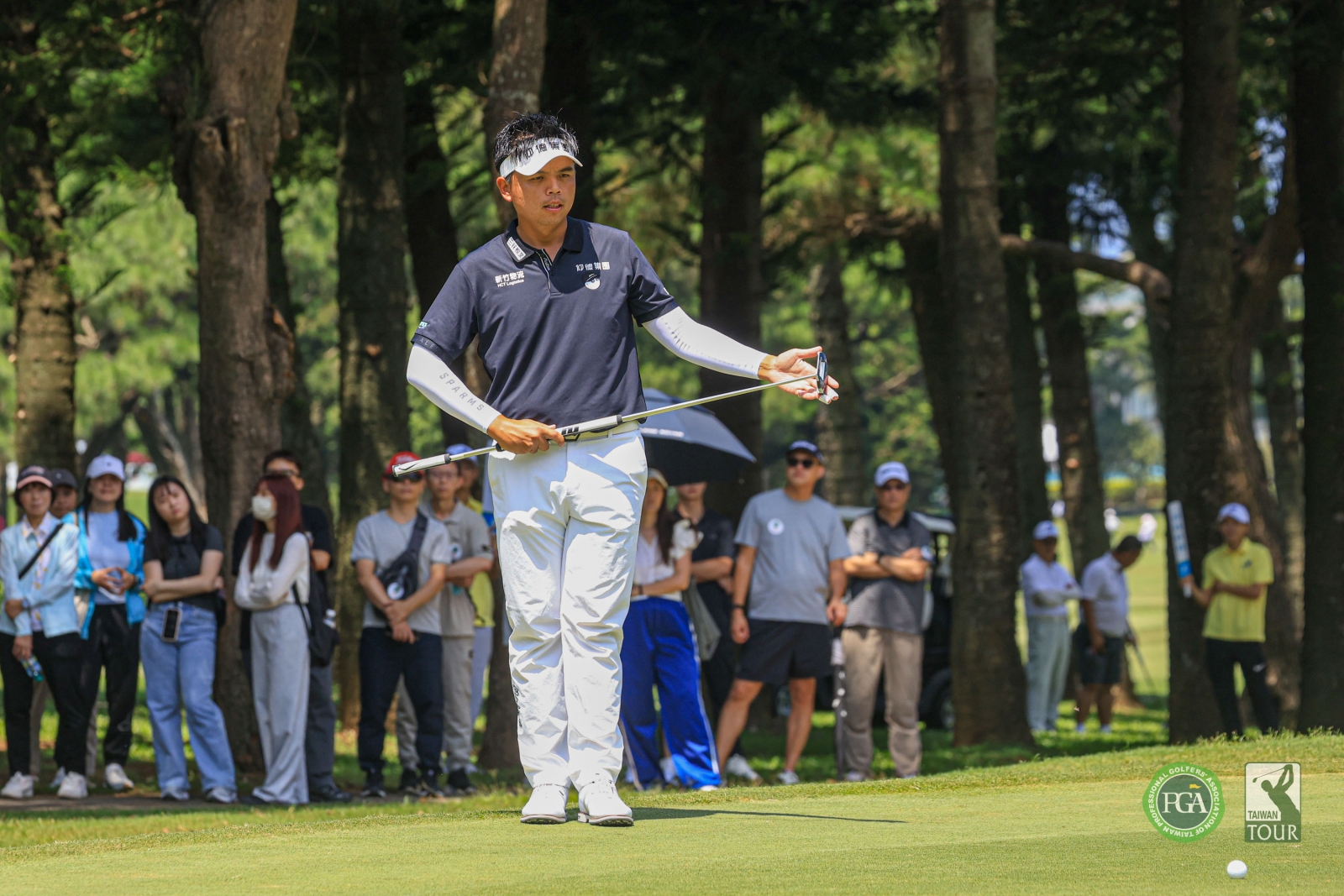 仰德集團贊助選手洪健堯以三回合總桿200桿(-16)暫並列第三，為台灣選手目前最佳(TPGA_林聖凱攝)