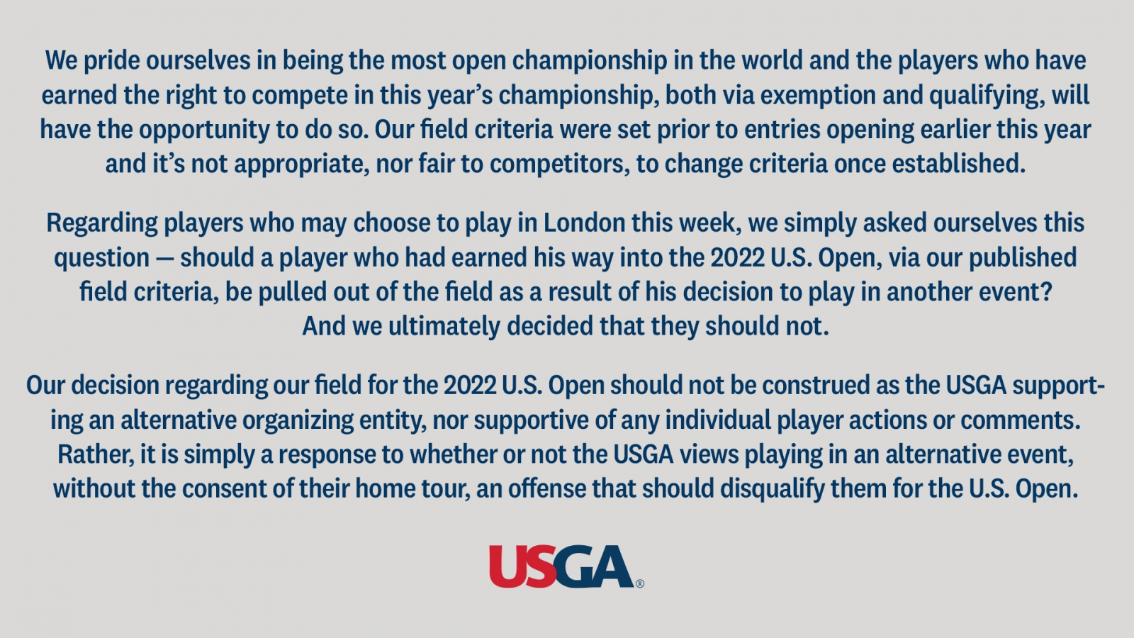 美國高爾夫協會(USGA)所發出的新聞稿。