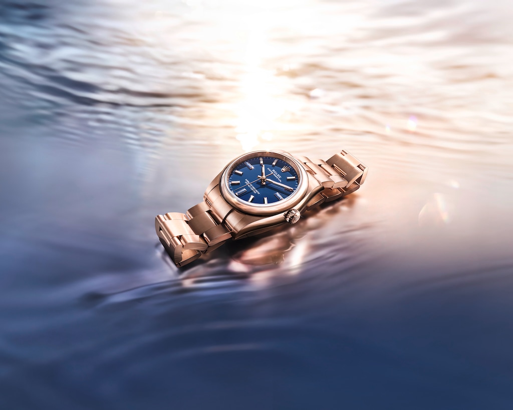 Oyster Perpetual 34，18K永恒玫瑰金。©Rolex／Stojan