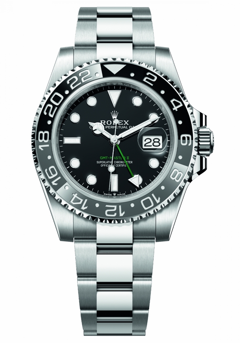 GMT-Master II，蠔式鋼，灰黑雙色Cerachrom陶質字圈，2024年，型號126710 GRNR ©Rolex