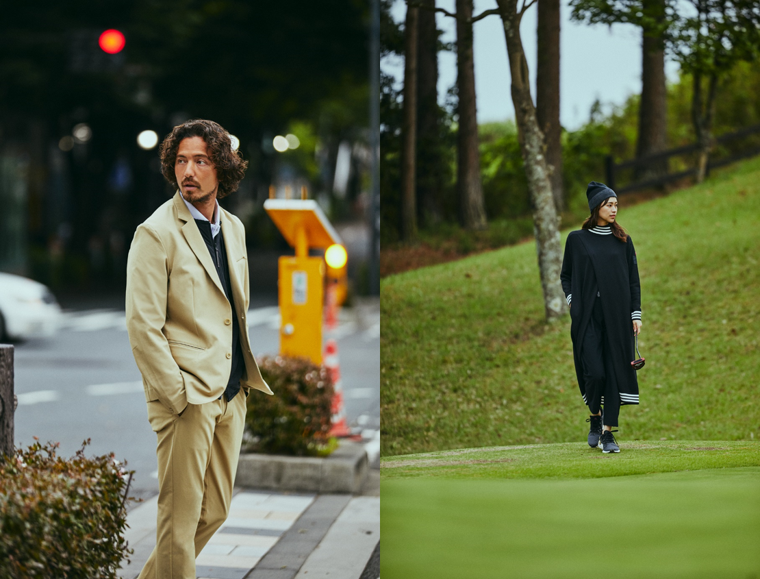 adidas Golf GO-TO秋冬系列打造不同以往的時尚新單品，包括男仕卡其西服套裝及女仕One-Piece的針織長裙，球友從街頭到球場皆可自由轉換。